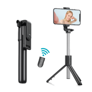 Multifunctional Bluetooth Extendable Selfie Sticks with Flash, Detachable Wireless Remote Tripod Stand for Mobile Phones (Black)