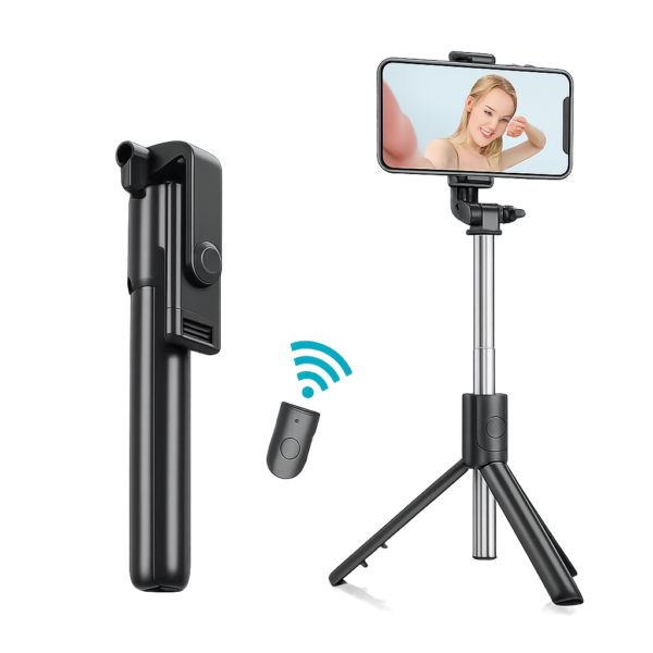Multifunctional Bluetooth Extendable Selfie Sticks with Flash, Detachable Wireless Remote Tripod Stand for Mobile Phones (Black)