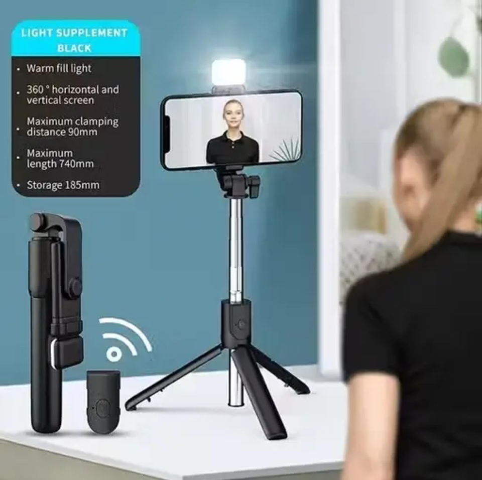 Bluetooth Extendable Selfie Stick with Wireless Remote Adjustable and Rotatable Design