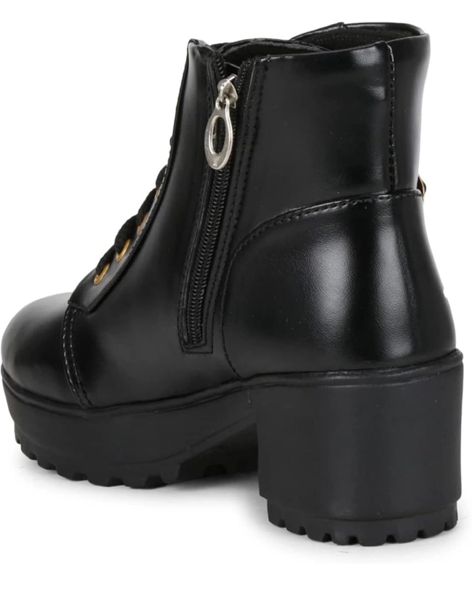 Trendy/Classy/ BLACK Ankle Boots With Gold Buckle For Womens/Girls