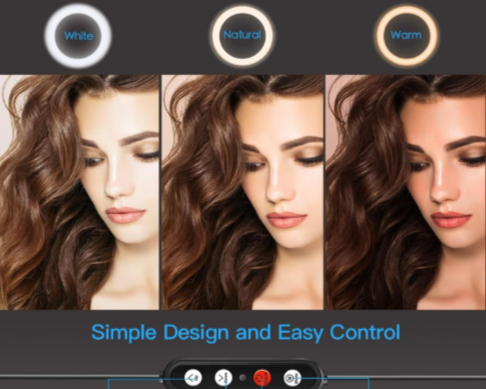 LED Ring Light with Adjustable Tripod Stand, 3 Lighting Modes for Makeup, TikTok, Reels, Video Shooting & Live Streaming | Foldable & Portable – Black